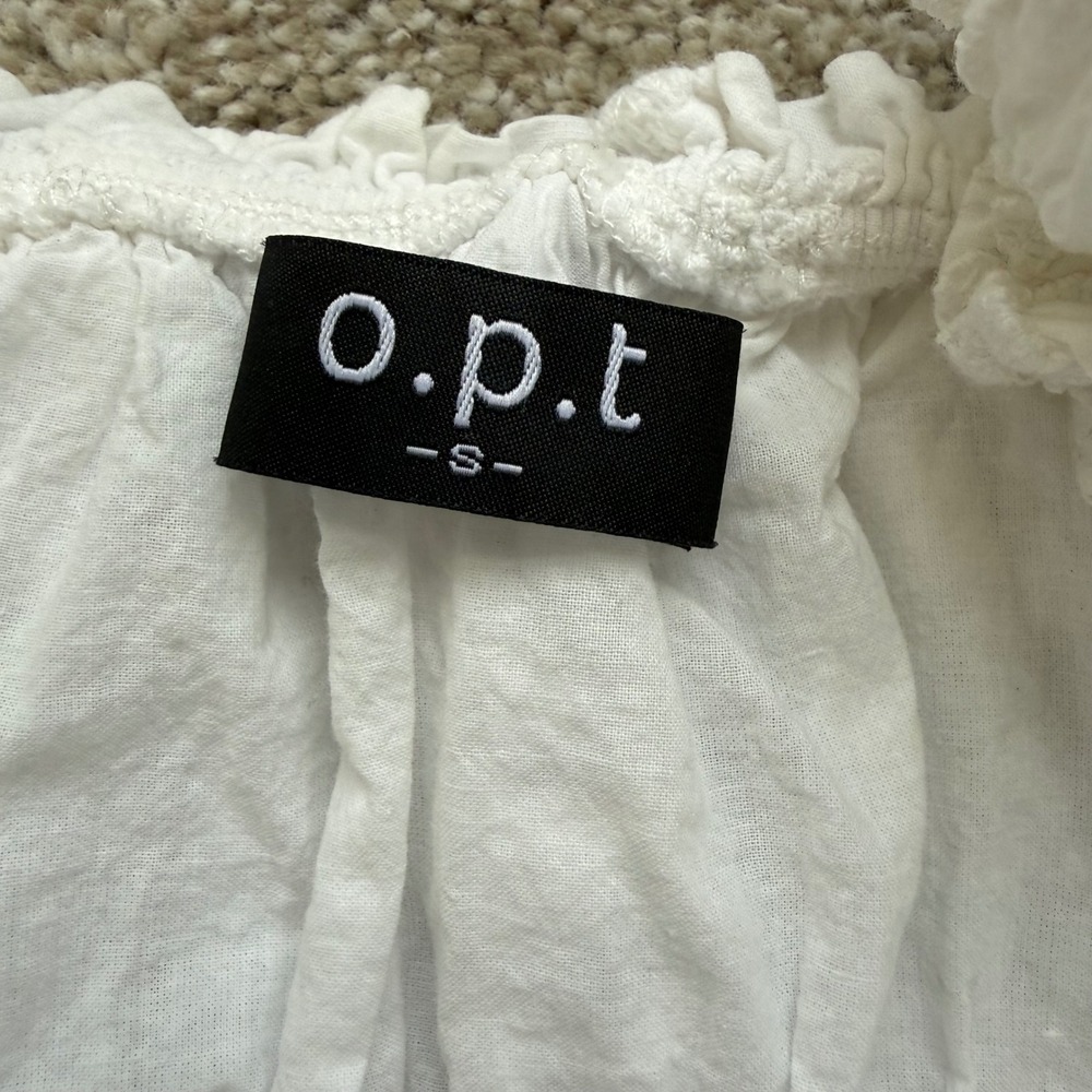 O.P.T Women's White Cotton Babydoll Milkmaid Eyelet Summer Dress Small Romantic - Picture 2 of 16